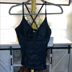Athleta- NWT Smocked Swim Tank